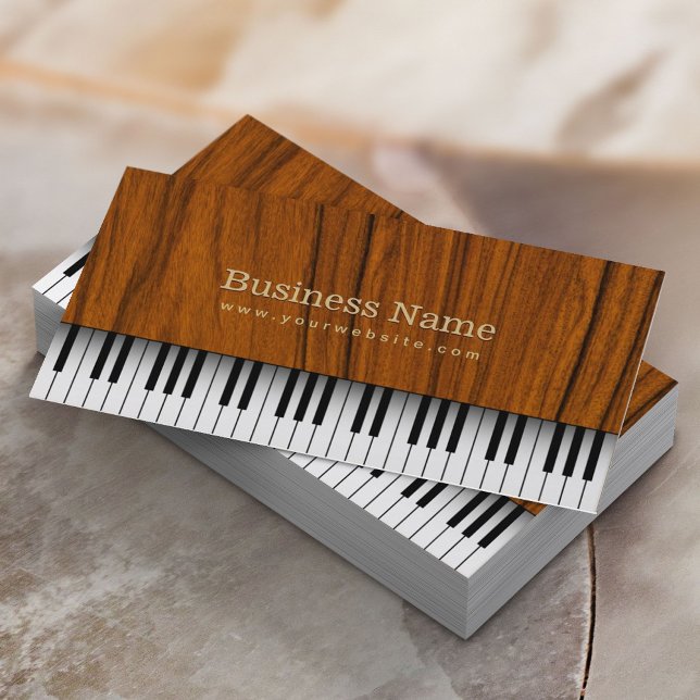 Music Piano Keys Elegant Wood Piano Musical Business Card (Creator Uploaded)