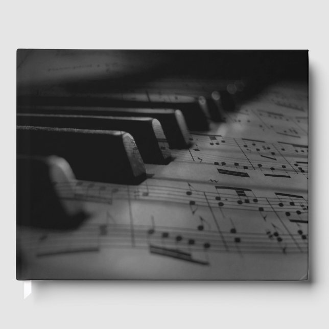  Music Piano Keys Event and Date in Spine Guest Book (Front)