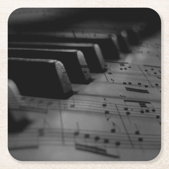 Music Piano Keys Square Paper Coaster (Front)