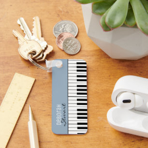 Music Piano Keys Teacher Elegant Dusty Blue Key Ring