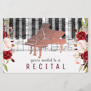 music piano marsala watercolor flowers flyer