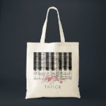 music piano wildflowers floral name tote bag<br><div class="desc">music piano floral personalised name bag</div>