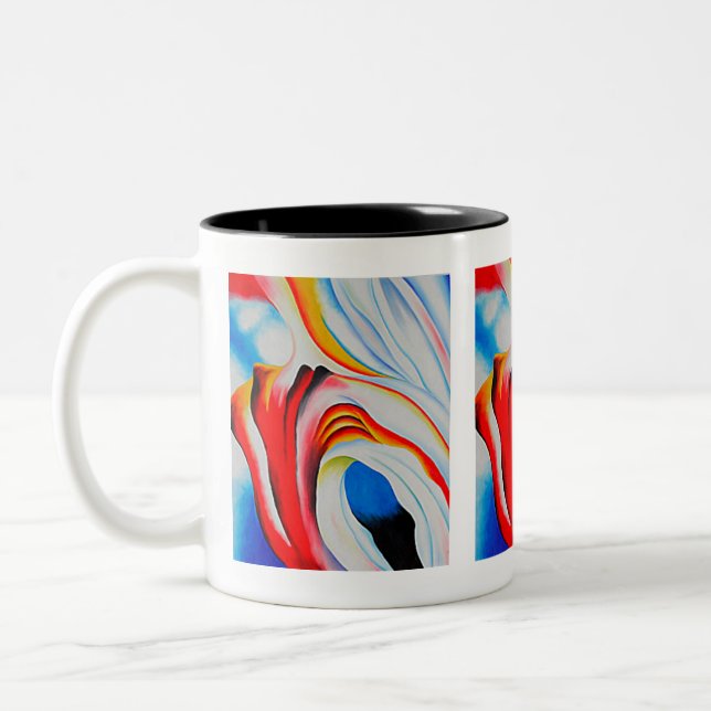 Music Pink and Blue,  Georgia O'Keeffe, Two-Tone Coffee Mug (Left)