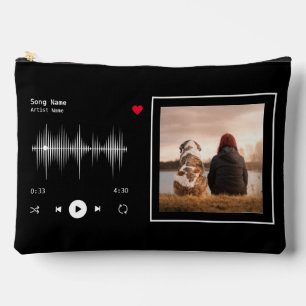 Music Player Artist and Song Personalised Black Accessory Pouch