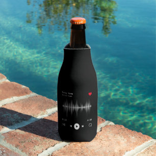 Music Player Artist and Song Personalised Black Bottle Cooler