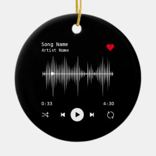 Music Player Artist and Song Personalised Black Ceramic Ornament