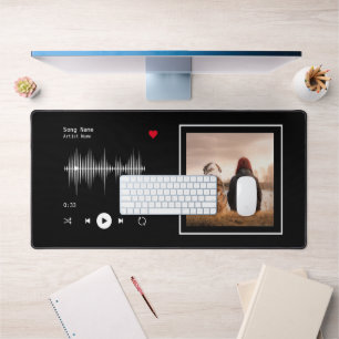 Music Player Artist and Song Personalised Black Desk Mat