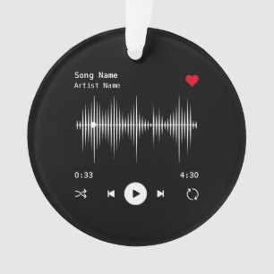Music Player Artist and Song Personalised Black Ornament