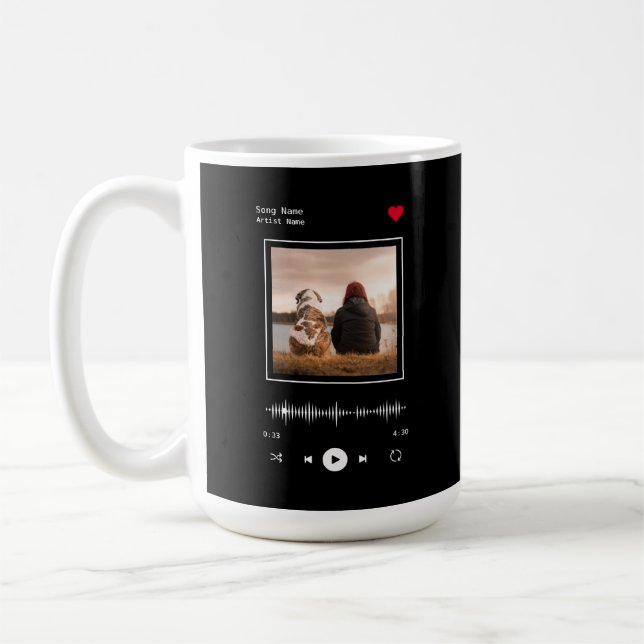 Music Player Artist and Song Personalised Photo Coffee Mug (Left)