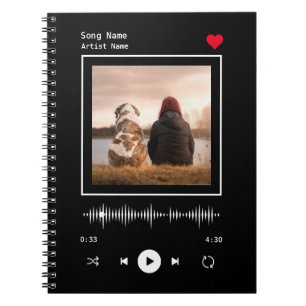 Music Player Artist and Song Personalised Photo Notebook