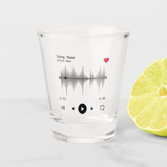 Music Player Artist and Song Personalised Shot Glass (Front)