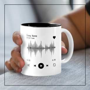 Music Player Artist and Song Personalised White Two-Tone Coffee Mug