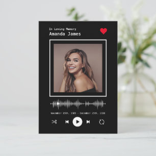 Music Player Inspired Memorial Funeral Thank You Card