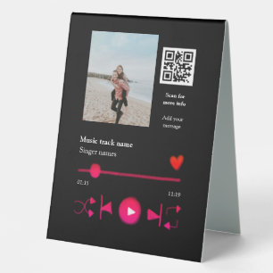 Music player personalised couple love q r code tex