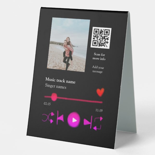 Music player personalised couple love q r code tex (Front)