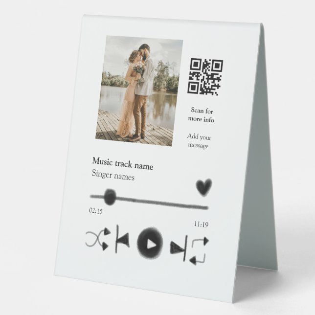 Music player personalised couple love q r code tex (Front)