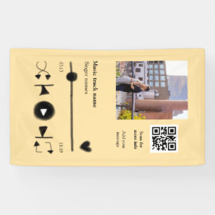 Music player personalised couple love q r code tex banner