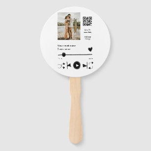 Music player personalised couple love q r code tex hand fan