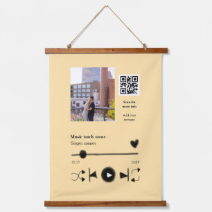Music player personalised couple love q r code tex hanging tapestry