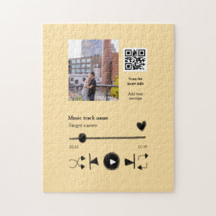 Music player personalised couple love q r code tex jigsaw puzzle
