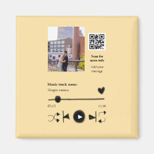 Music player personalised couple love q r code tex magnet
