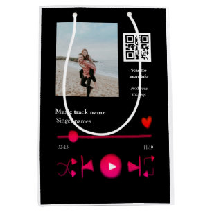 Music player personalised couple love q r code tex medium gift bag