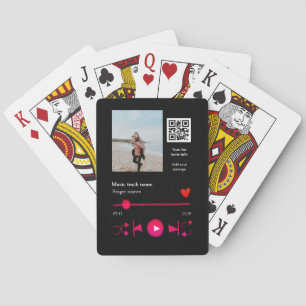 Music player personalised couple love q r code tex playing cards