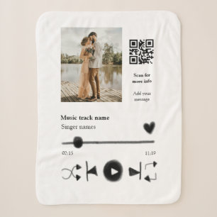 Music player personalised couple love q r code tex sherpa blanket