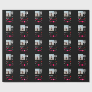 Music player personalised couple love q r code tex wrapping paper