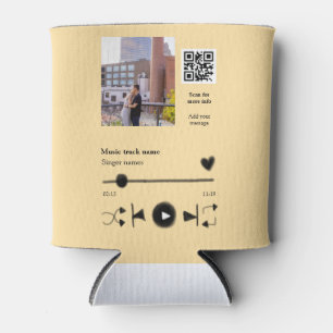 Music player personalized couple love q r code tex can cooler