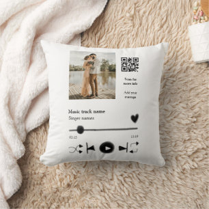 Music player personalized couple love q r code tex cushion