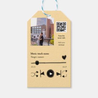 Music player personalized couple love q r code tex gift tags