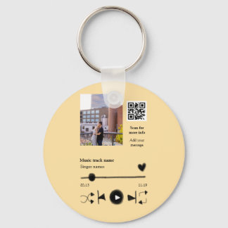 Music player personalized couple love q r code tex key ring