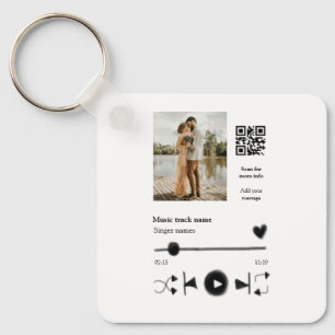 Music player personalized couple love q r code tex key ring