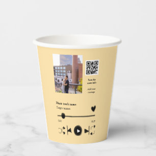 Music player personalized couple love q r code tex paper cups