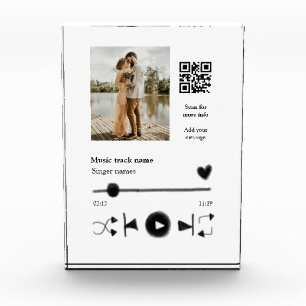Music player personalized couple love q r code tex photo block