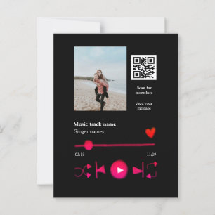 Music player personalized couple love q r code tex postcard
