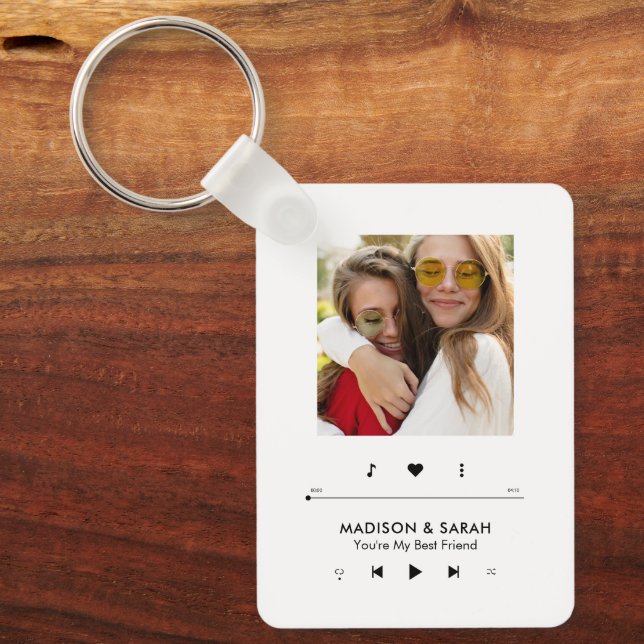 Music Player Photo Frame Personalised BFF Key Ring (Front)
