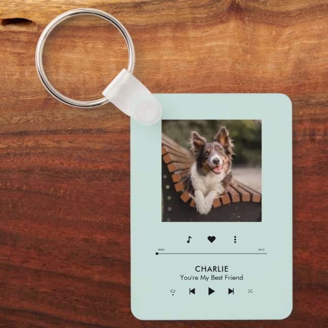 Music Player Photo Frame Personalised Key Ring (Front)
