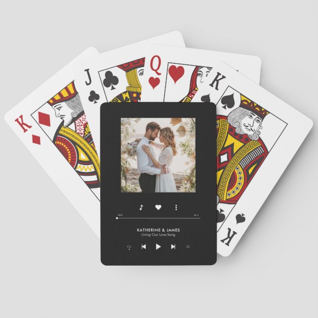 Music Player Photo Frame Personalised Playing Cards (Back)
