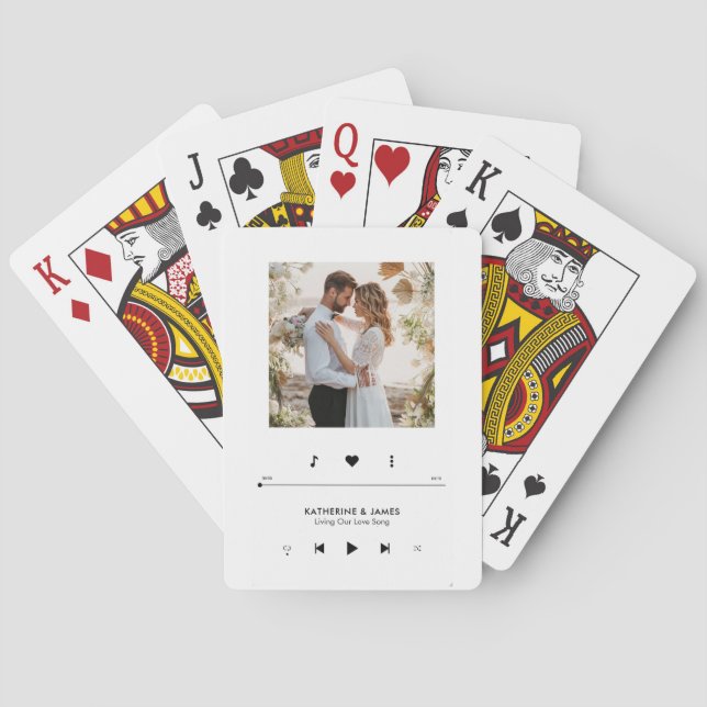 Music Player Photo Frame Personalised Playing Cards (Back)