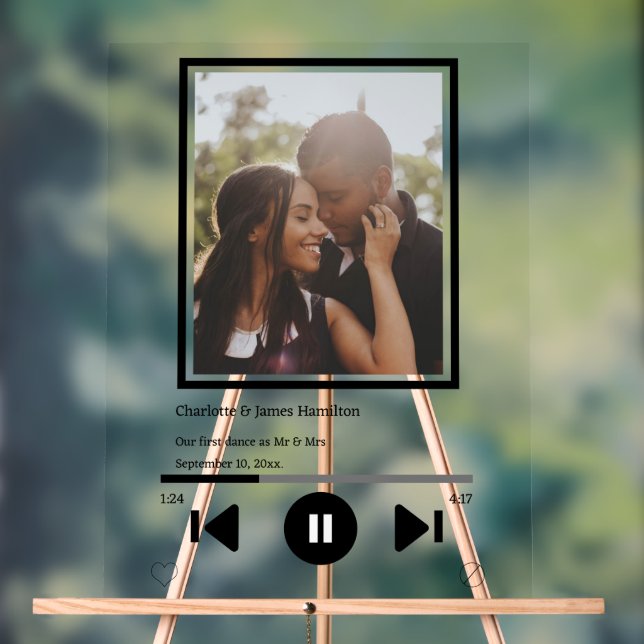 Music Player Photo Personalised  Acrylic Sign (Neutral)