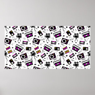 Music player,tape recorder,videotape,movie camera, poster