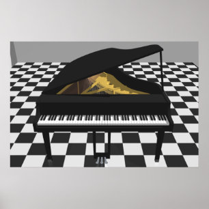Music Poster: Grand Piano & Tiles: 3D Model Poster