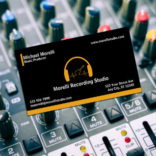 Music Producer Black & Gold Business Card