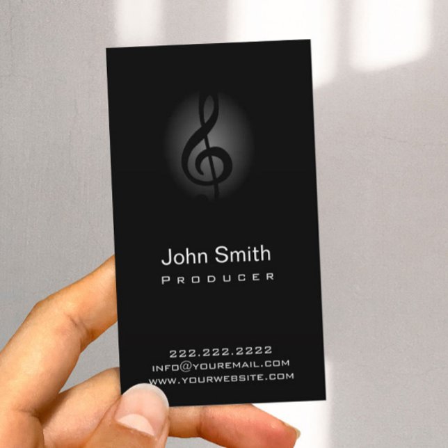 Music Producer Classy Dark Musical Clef Business Card (Creator Uploaded)