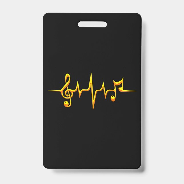 Music Pulse Notes Clef Frequency Wave Sound ID Badge (Front)