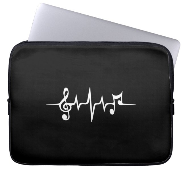 Music Pulse Notes Clef Frequency Wave Sound Laptop Sleeve (Front)