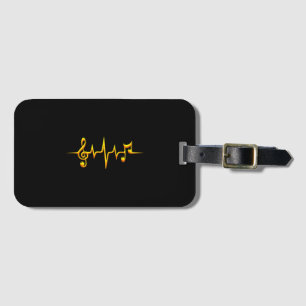 Music Pulse Notes Clef Frequency Wave Sound Luggage Tag