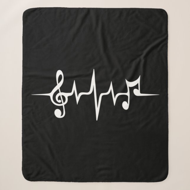 Music Pulse Notes Clef Frequency Wave Sound Sherpa Blanket (Front)